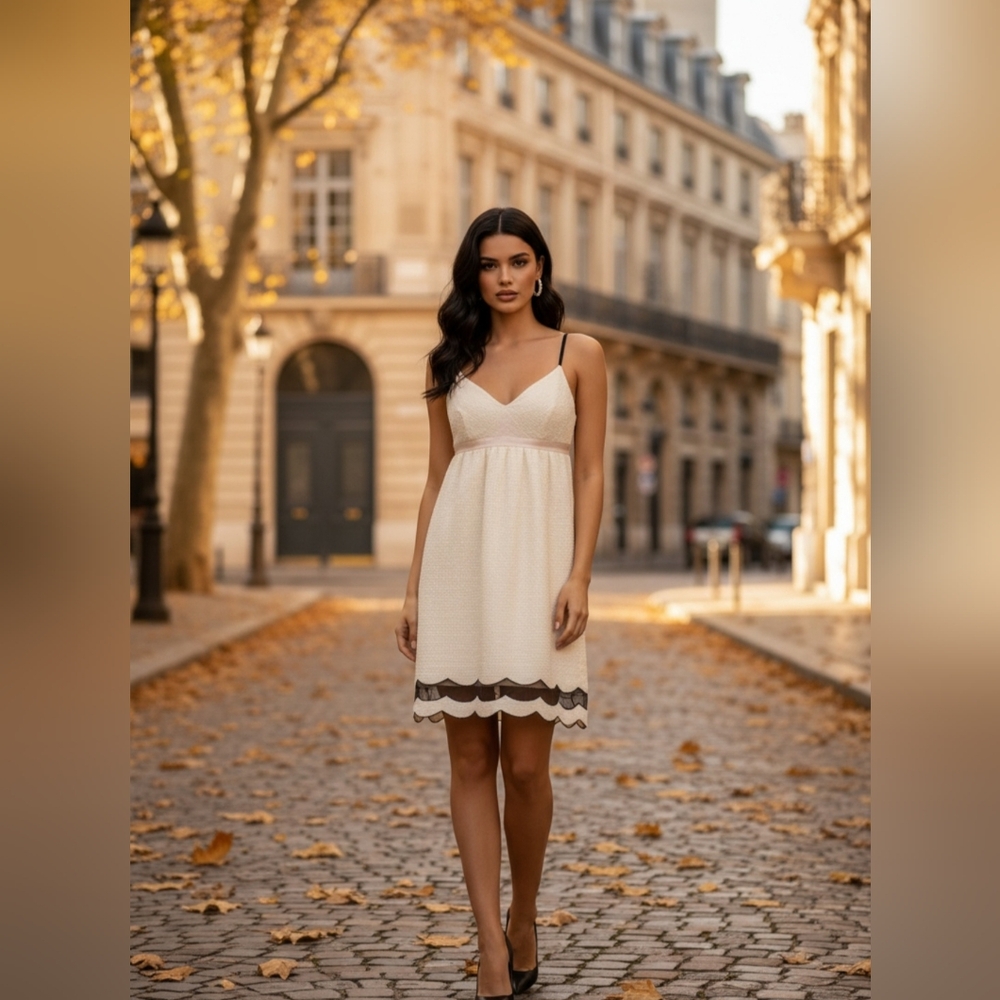 PETER SOM - Cream and Black Dress